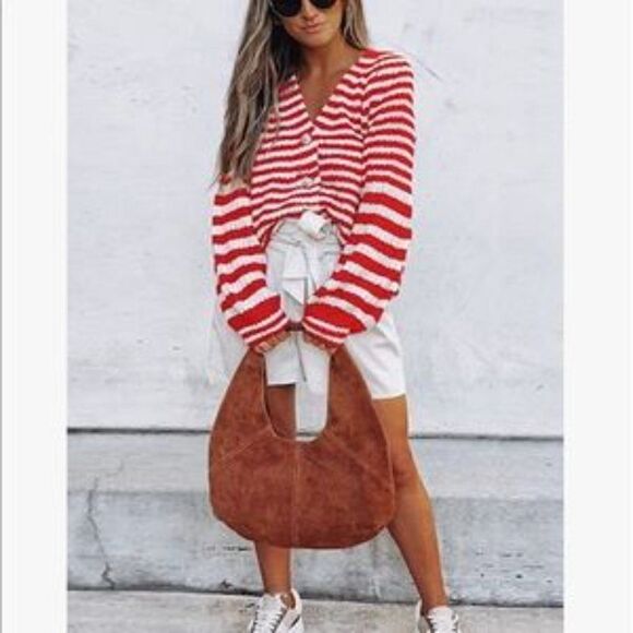 NEW Striped Button Down Long Sweater Cardigan - Picture 8 of 9